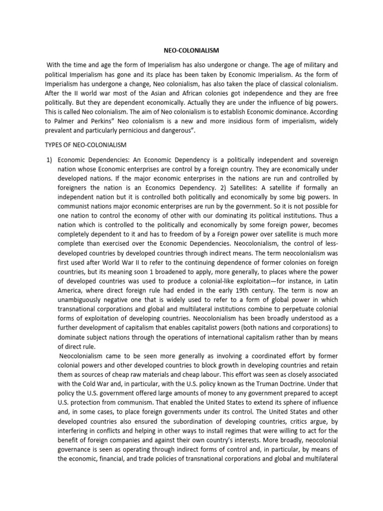 NEO Colonialism | PDF