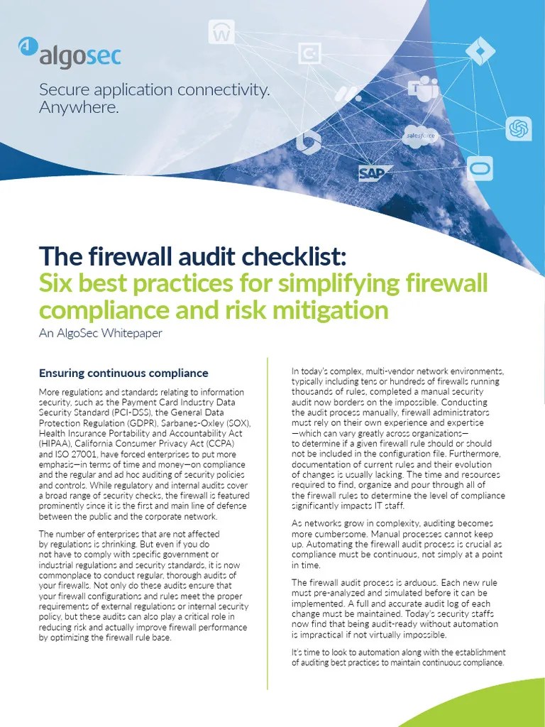 AlgoSec - Firewall-audit-checklist-WP | PDF | Audit | Security