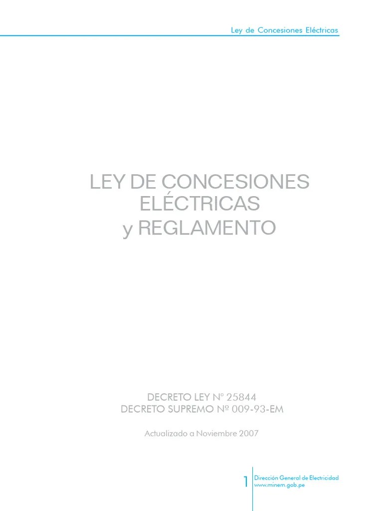 Ley De Concesiones Eléctricas Decreto Ley Nro 25844 | PDF | Evaluación ...