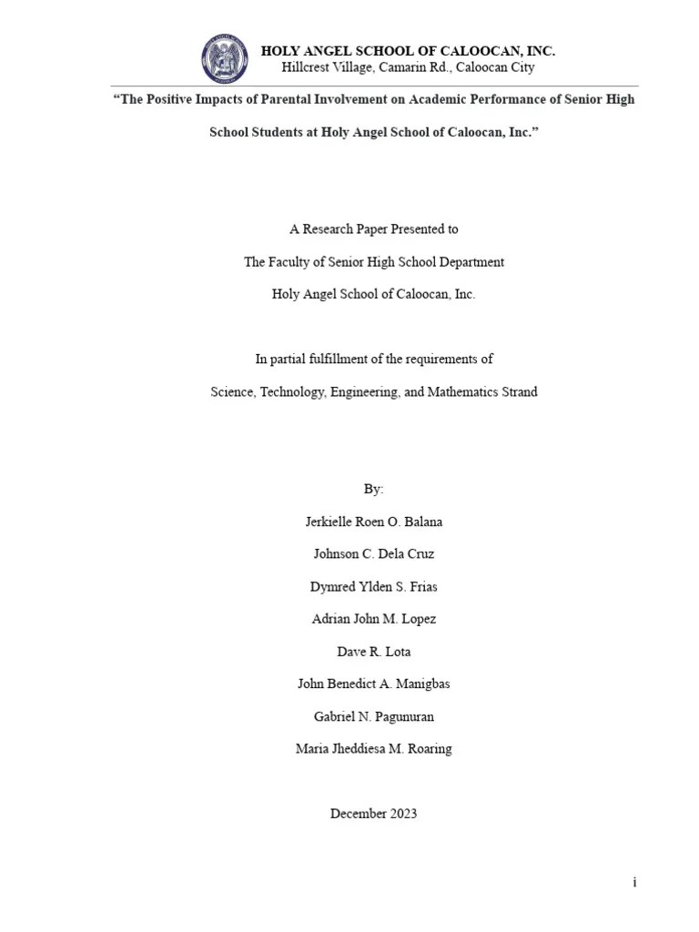 The Positive Impacts Of Parental Involvement On Academic Performance Of Senior High School ...