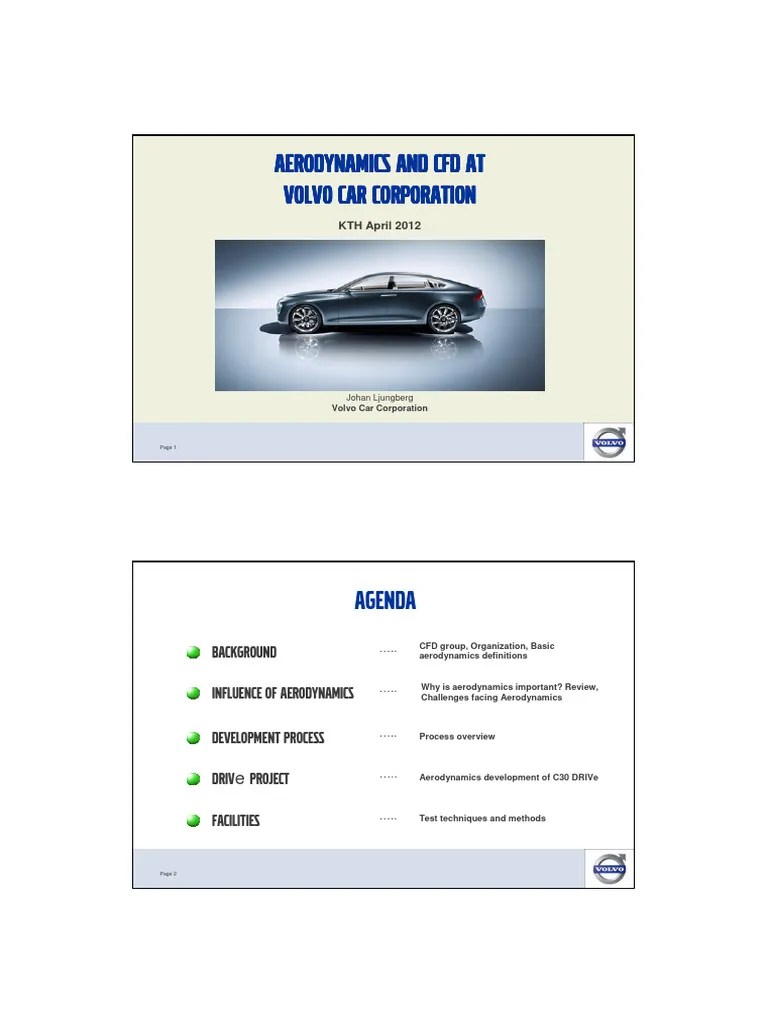 Aerodynamics And CFD At Volvo Car Corporation - KTH April 2012 | PDF ...