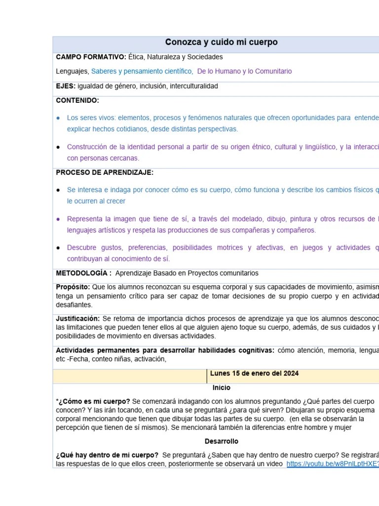 Conozco Y Cuido Mi Cuerpo IMPRIMIR | Descargar Gratis PDF | Aprendizaje | Pensamiento