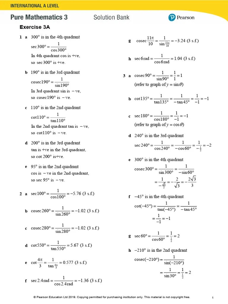 P3 Chapter 3 Trigonometric Functions | PDF | Trigonometric Functions ...