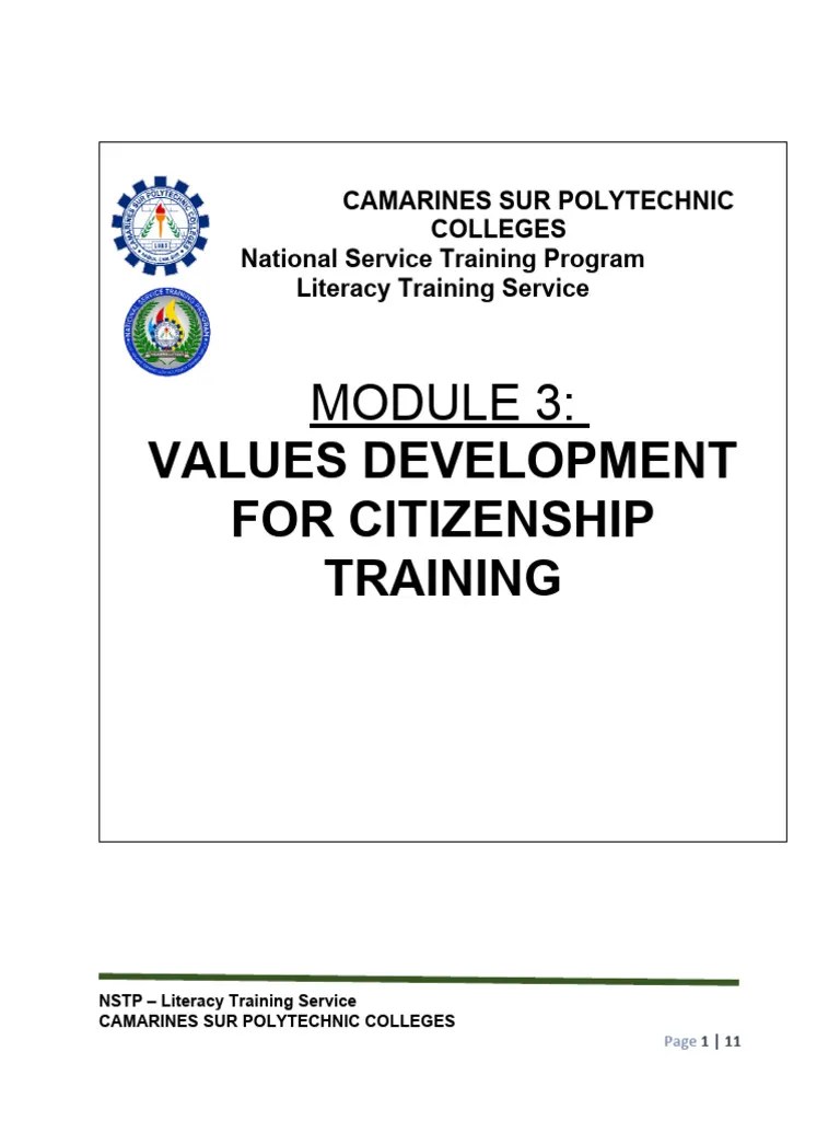 Chapter 3 - Values Development For Citizenship Training 1 | PDF ...