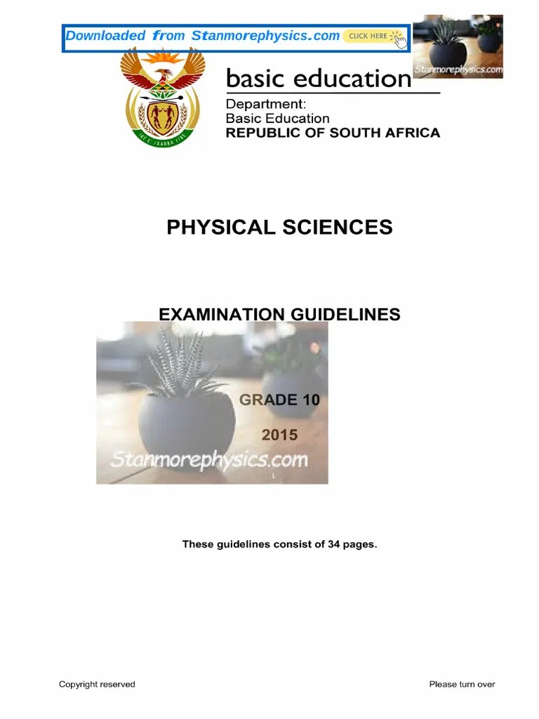 Physical Sciences GR 10 Exam Guidelines 2015 Eng | PDF