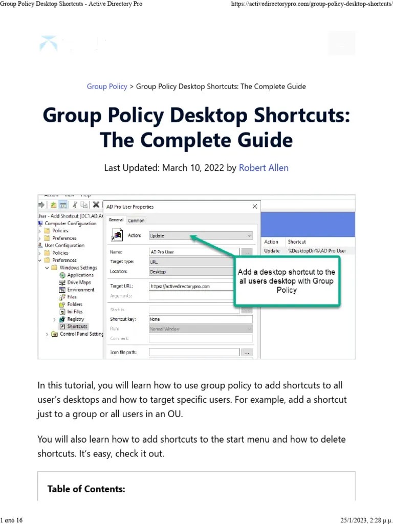Group Policy Desktop Shortcuts - Active Directory Pro | PDF | Group ...