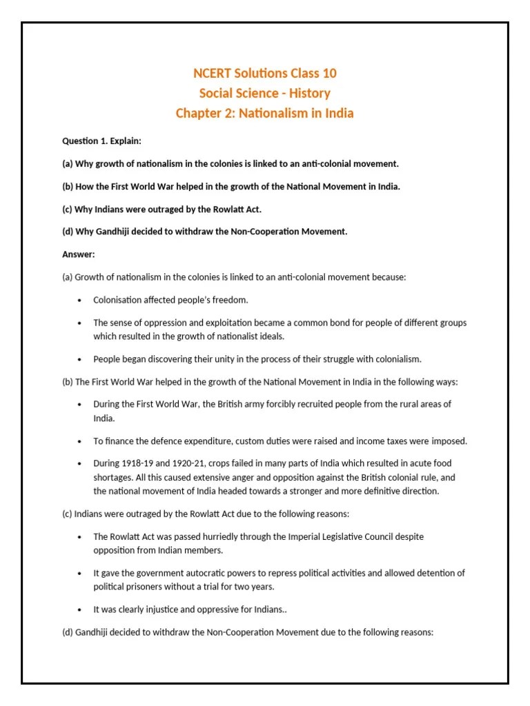 Ncert Solutions For Class 10 History Chapter 2 | PDF | Mahatma Gandhi ...