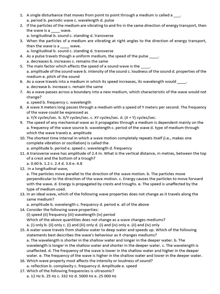 Waves A Level Practice Questions | PDF | Waves | Wavelength