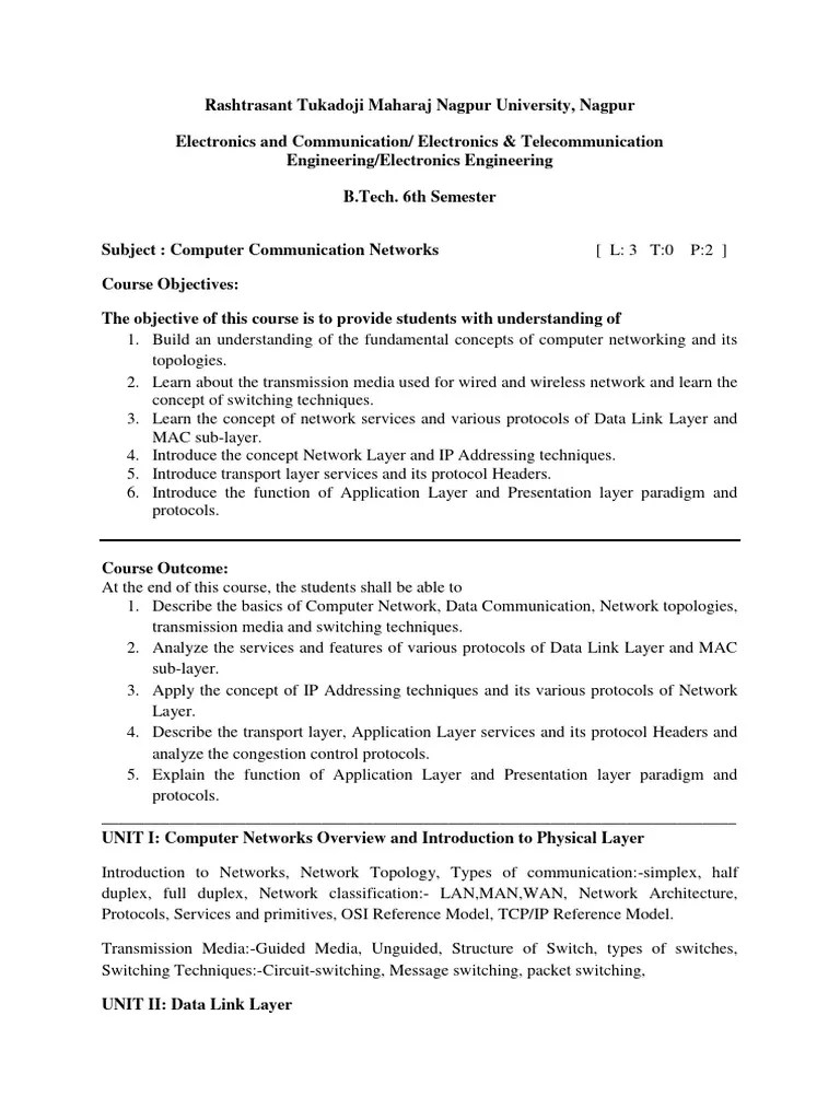Electronics Syllabus 6th Sem | PDF | Antenna (Radio) | Computer Network