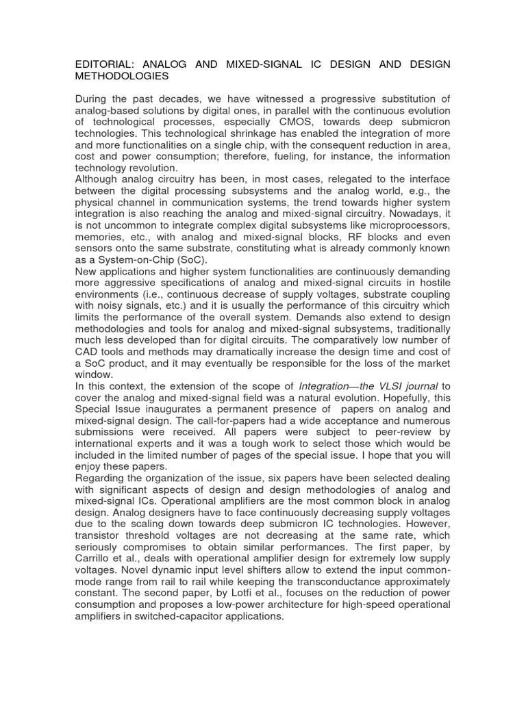 Analog And Mixed Signal IC Design And De | PDF | Mixed Signal ...