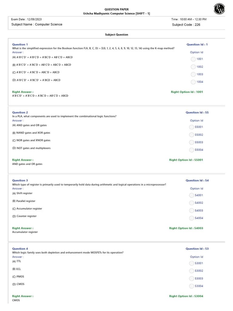 Bihar STET Previous Year Question Paper 2 Computer Science Shift 1 1 ...