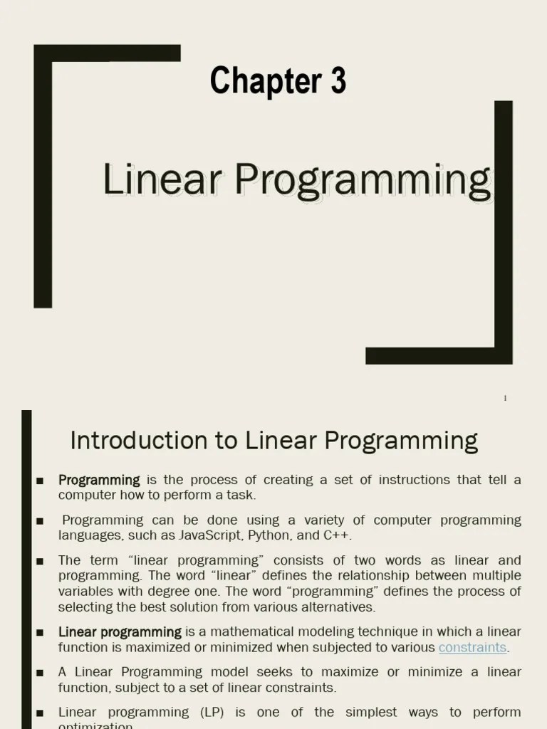 Chapter 3 Linear Programing | Download Free PDF | Linear Programming ...