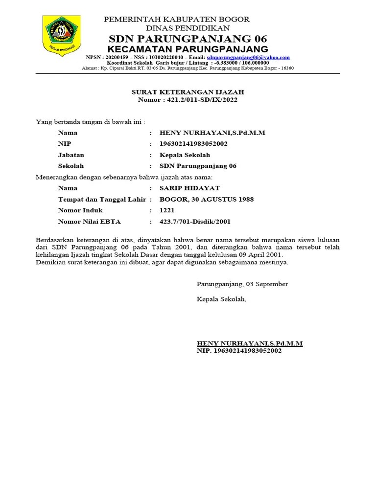 Surat Keterangan Kehilangan Ijazah | PDF