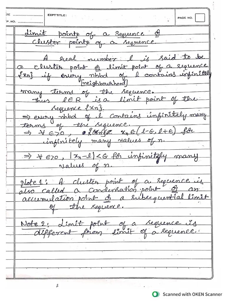 Limit Point Of A Sequence | PDF