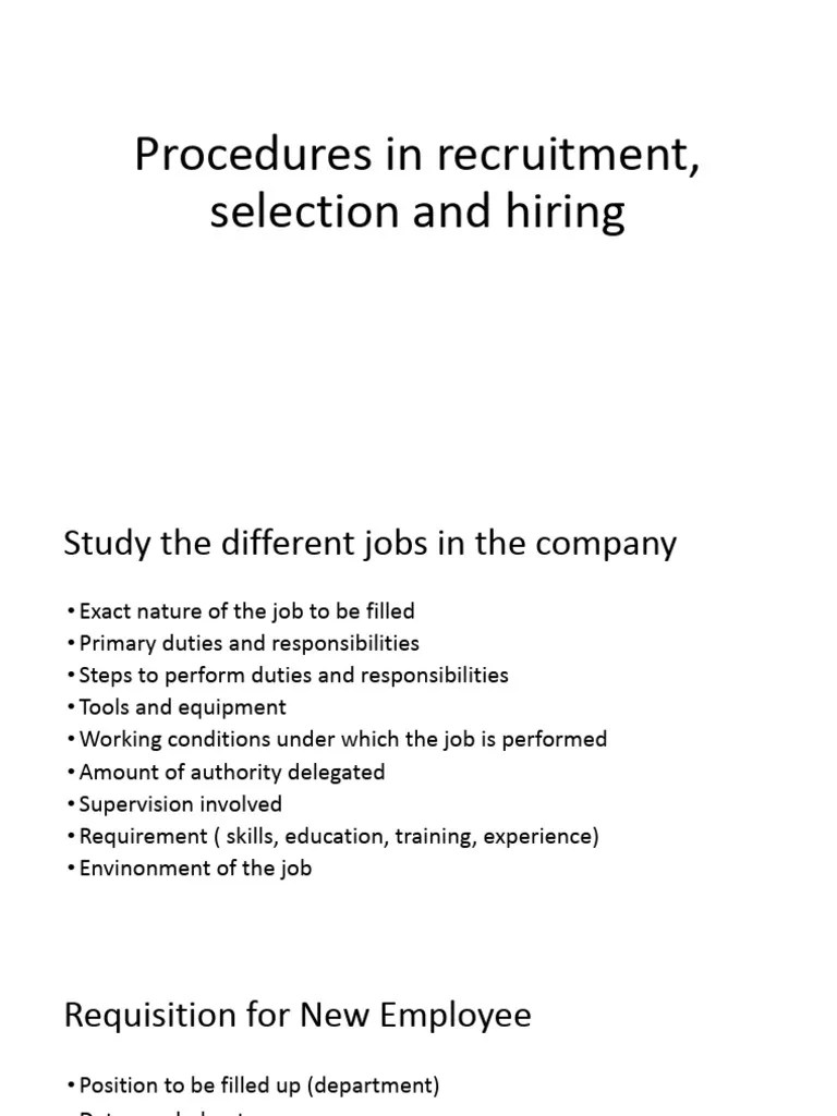 Recruitment, Selection & Hiring Procedure | PDF
