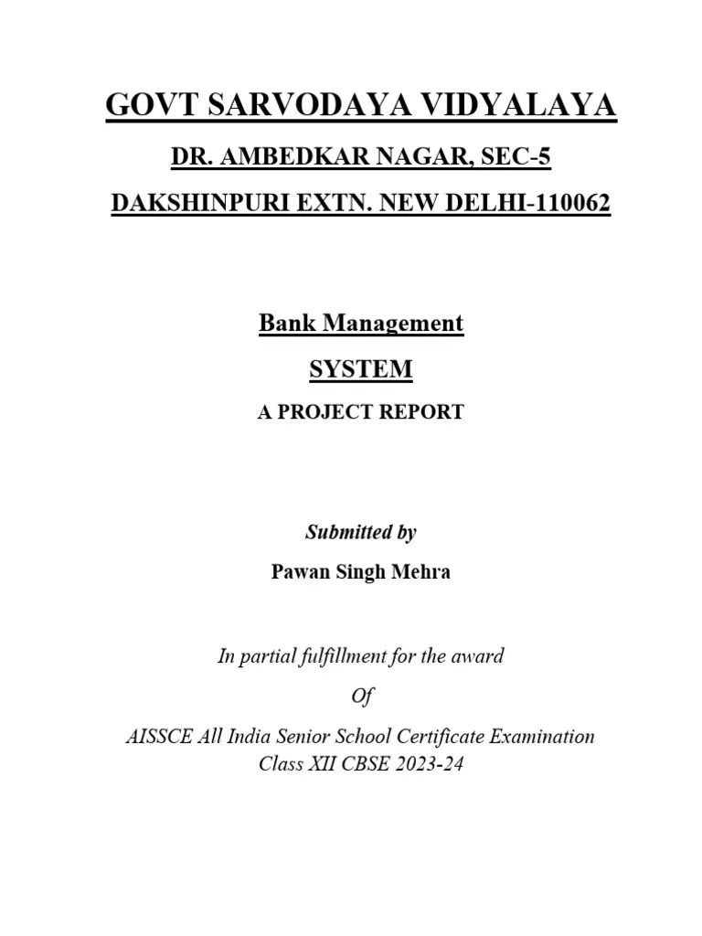 Bank Management System Python Project | PDF