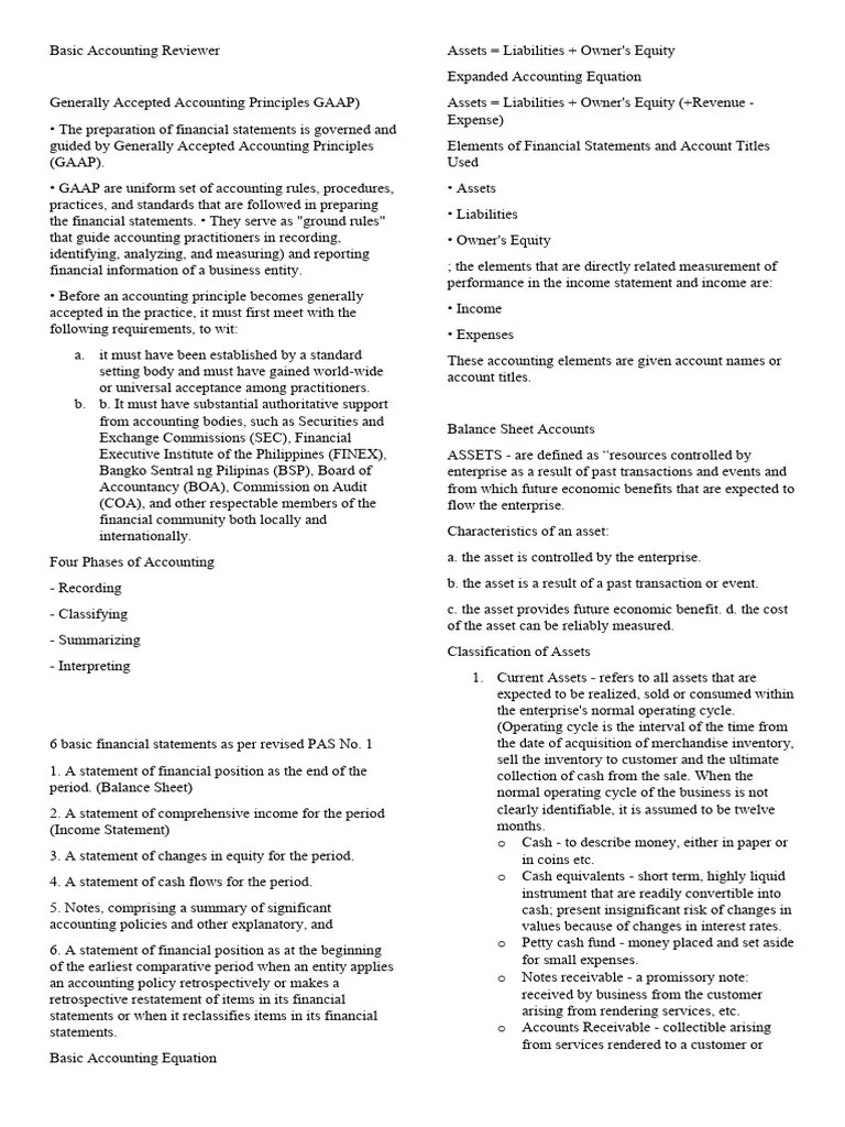 Basic Accounting Reviewer | PDF