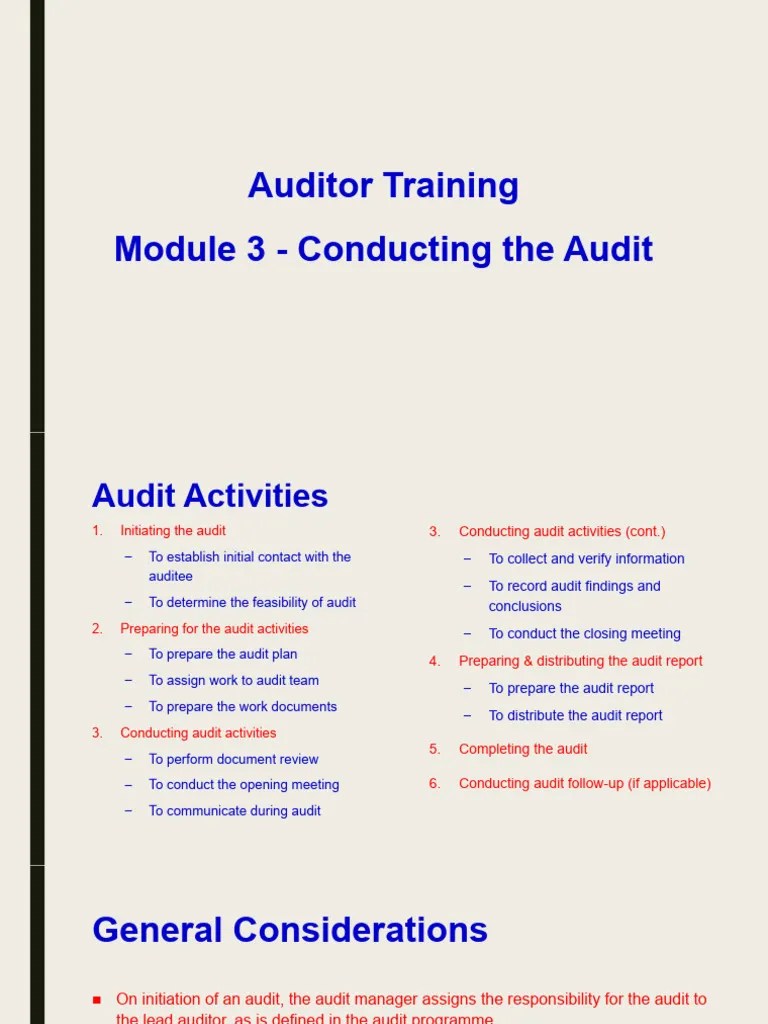 Auditor Training Module 3 - Conducting The Audit | PDF