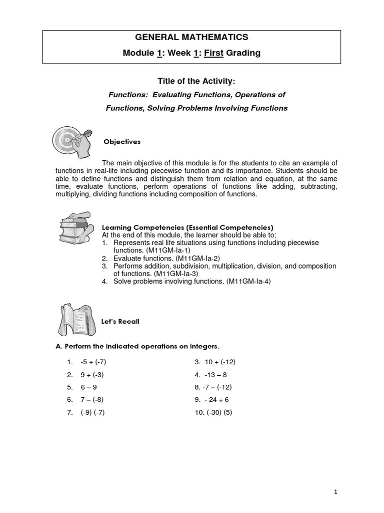 Module 1 - Week 1 - Quarter 1 - Gen Math | PDF | Function (Mathematics ...