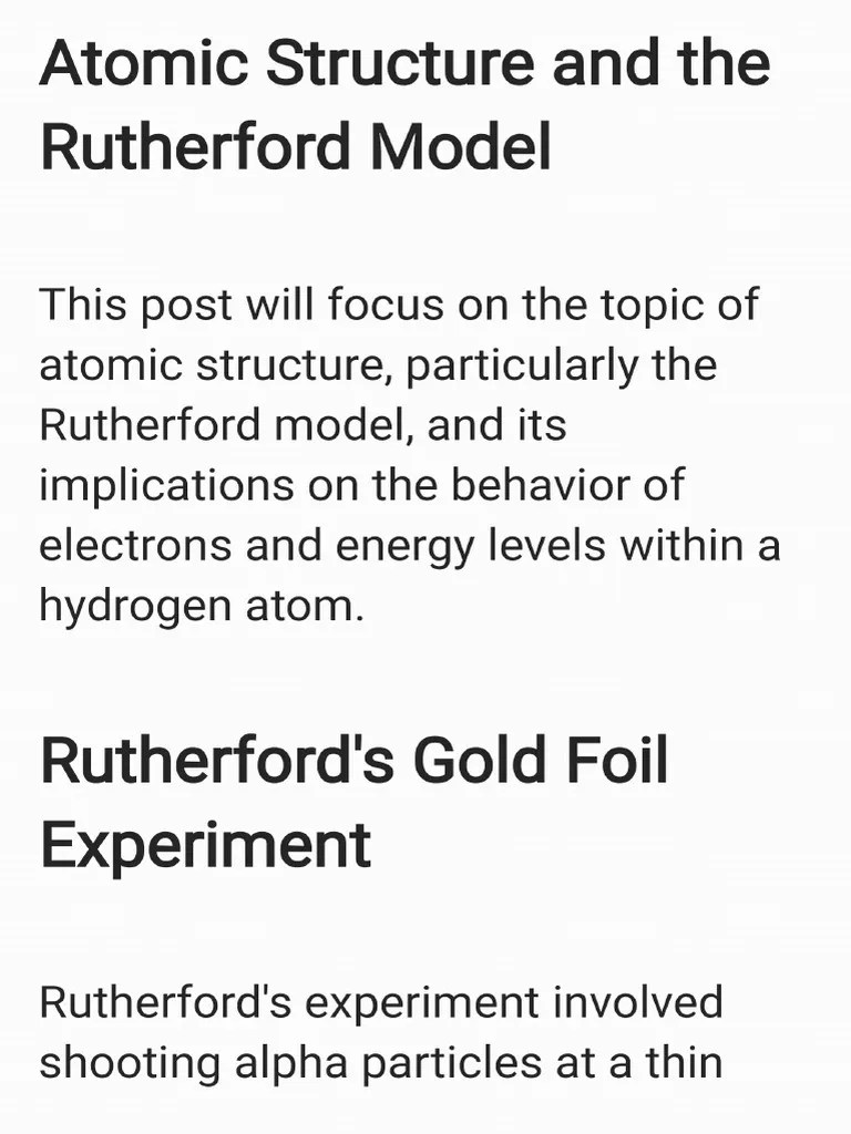 Atomic Structure And Rutherford's Model | PDF