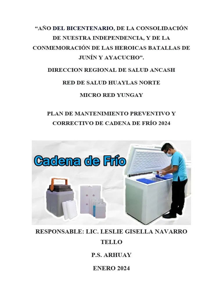 Plan De Mantenimiento Preventivo Y Correctivo De Cadena De Frio 2024 ...