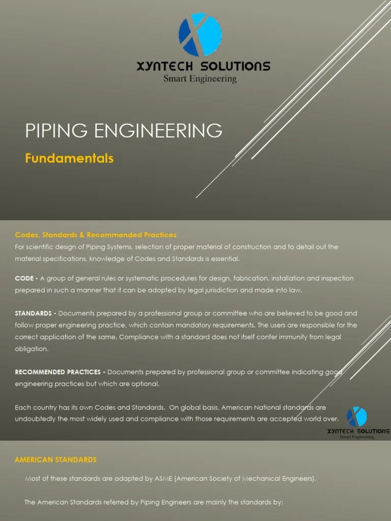 Piping Engineering - Fundamentals | PDF