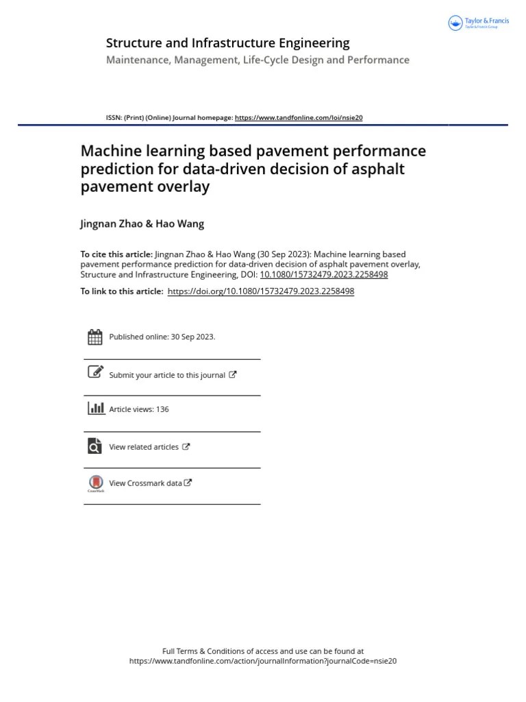 Machine Learning Based Pavement Performance Prediction For Data-Driven ...