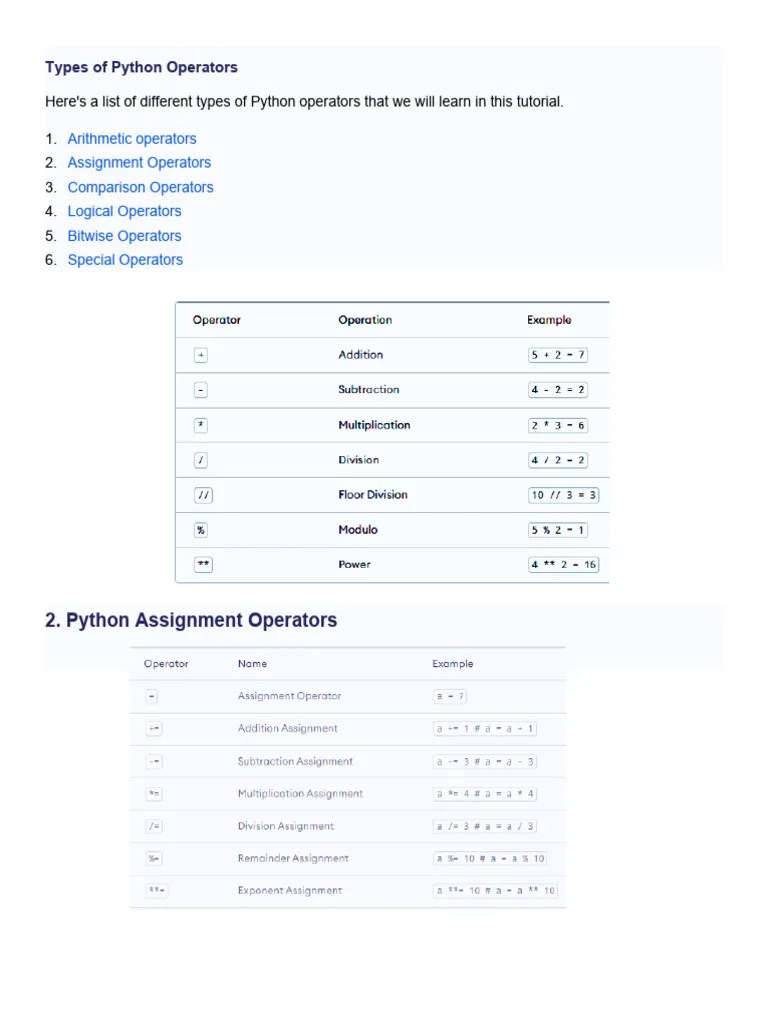 Operators In Python | PDF