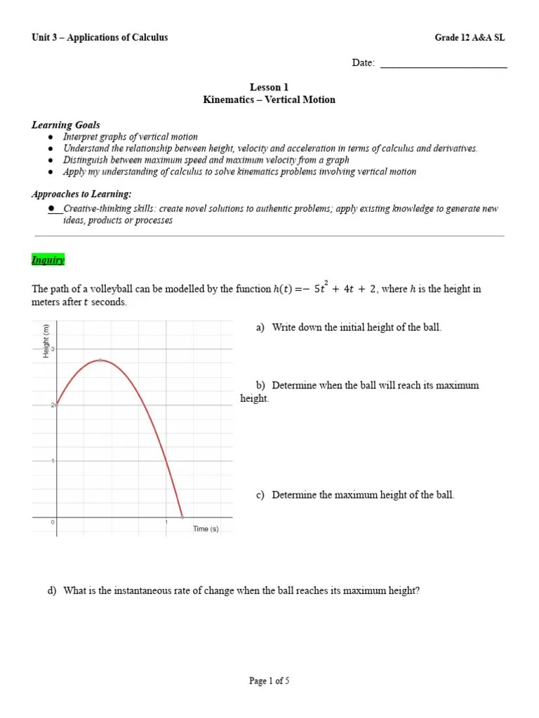 1 - Kinematics-Vertical Motion | PDF | Velocity | Acceleration