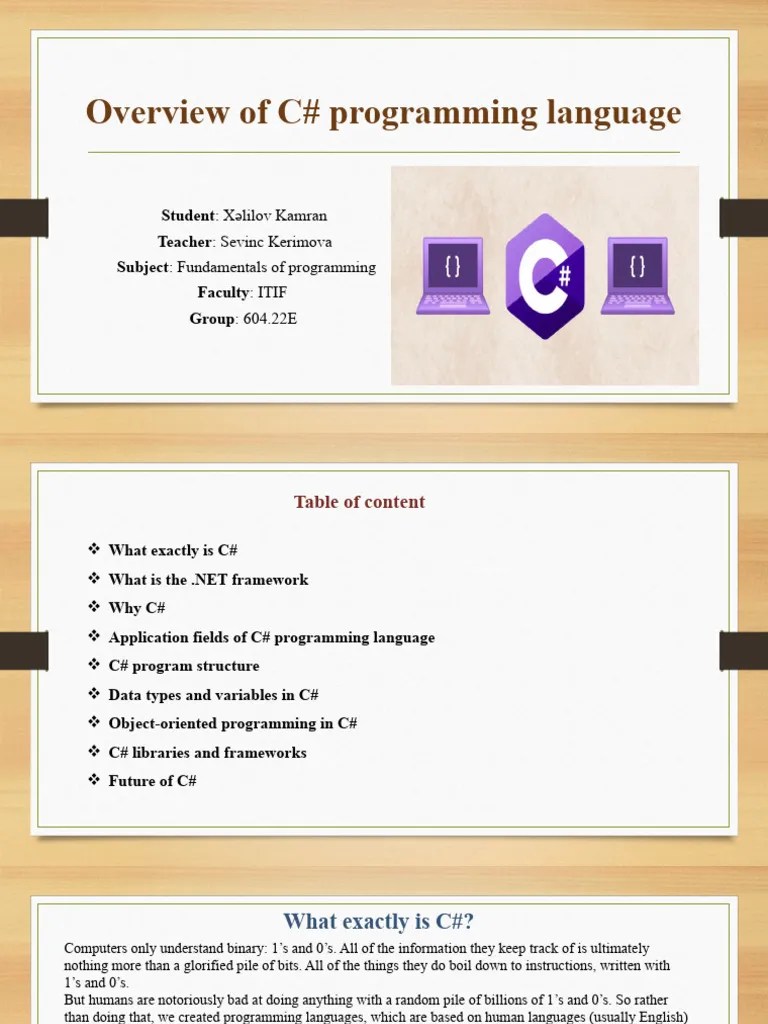 Overview Of C# Programming Language | PDF | C Sharp (Programming ...