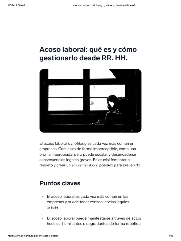 Acoso Laboral O Mobbing - ¿Qué Es Y Cómo Identificarlo | PDF
