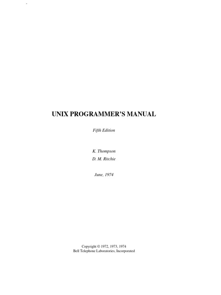 Unix Programmer's Manual, 5th Edition | PDF | Directory (Computing ...