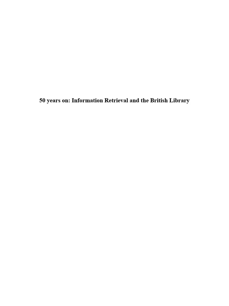 Information Retrieval And The British Library | PDF