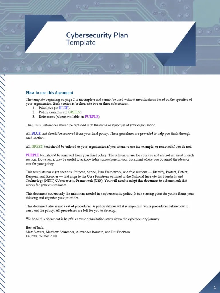 Cybersecurity Plan Template | PDF | Security | Computer Security