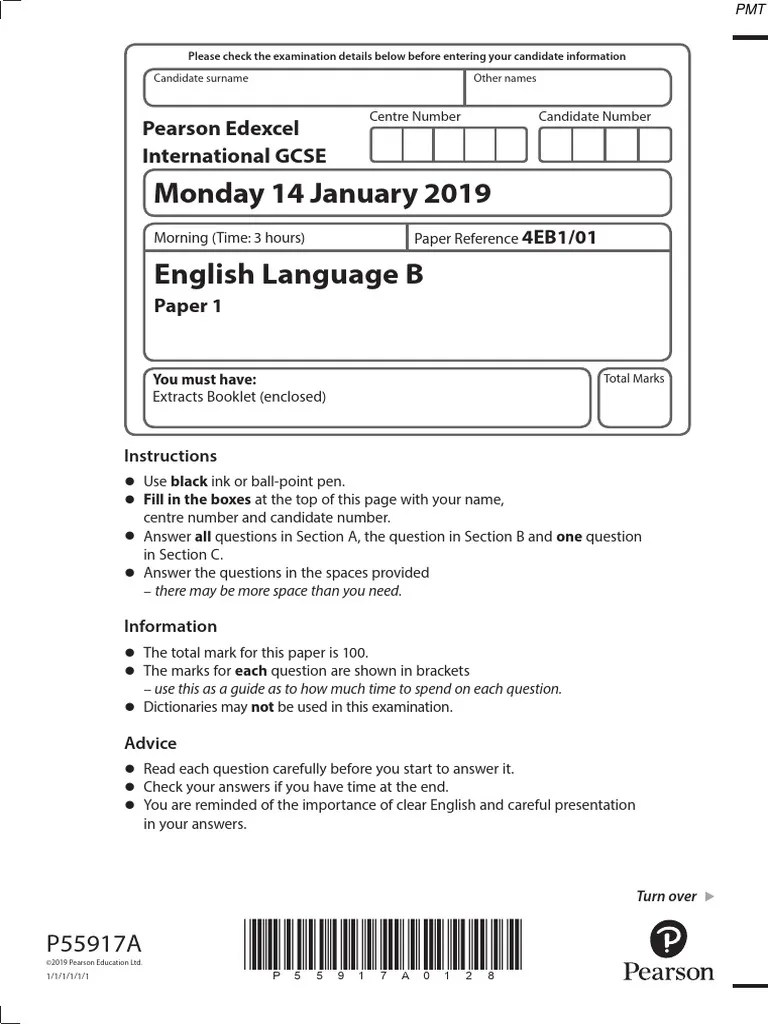 January 2019 QP - Paper 1 Edexcel (B) English Language IGCSE | PDF ...