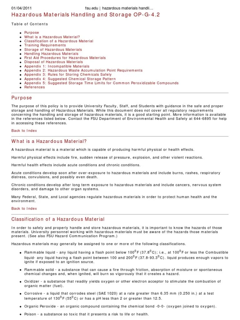 Hazardous Material Storage | PDF | Hazardous Waste | Personal Protective Equipment