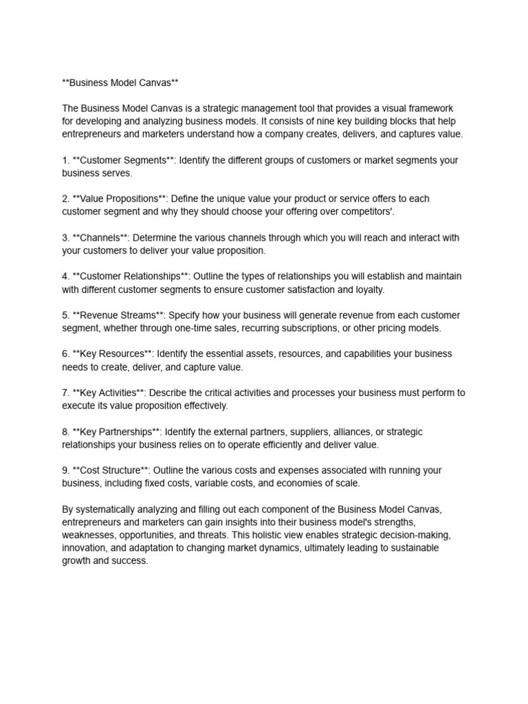 Marketing Management - Business Model Canvas | PDF