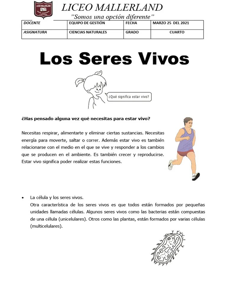 Los Seres Vivos Grado Cuarto | PDF