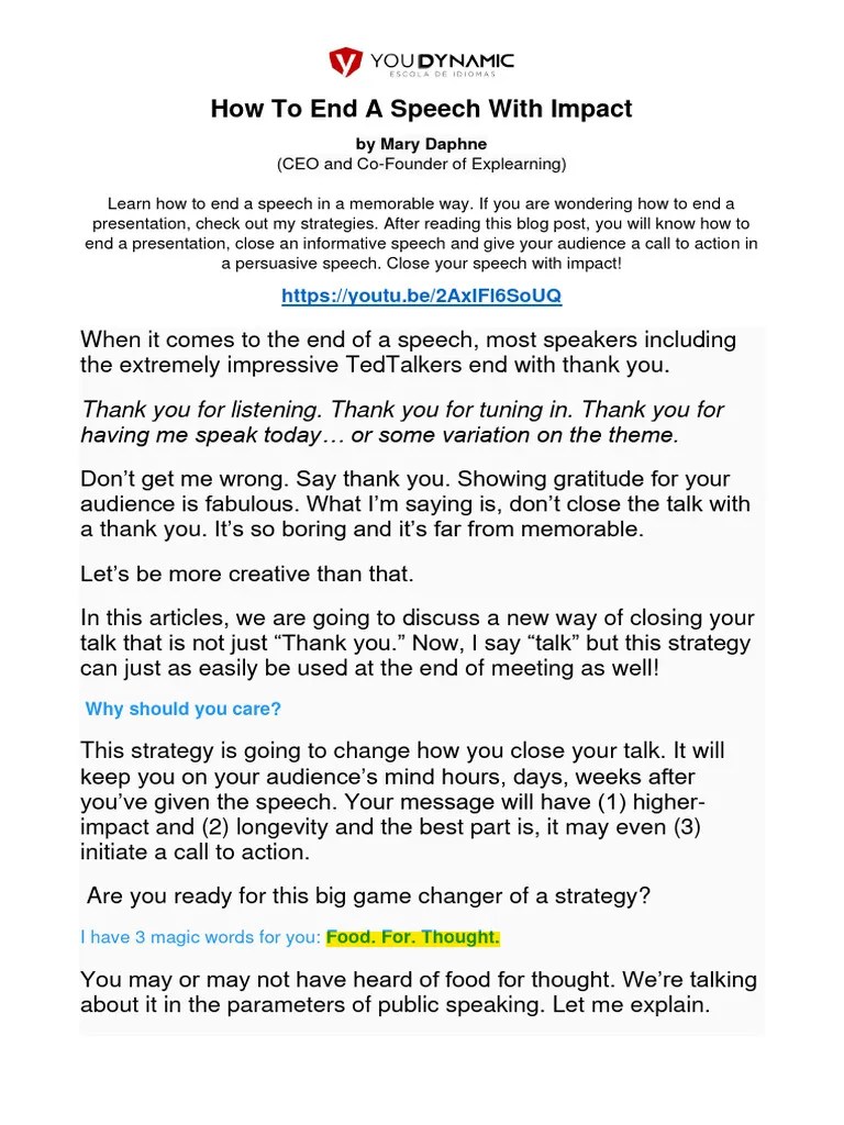 Bibliografia 002 - How To End A Speech With Impact | PDF | Thought ...