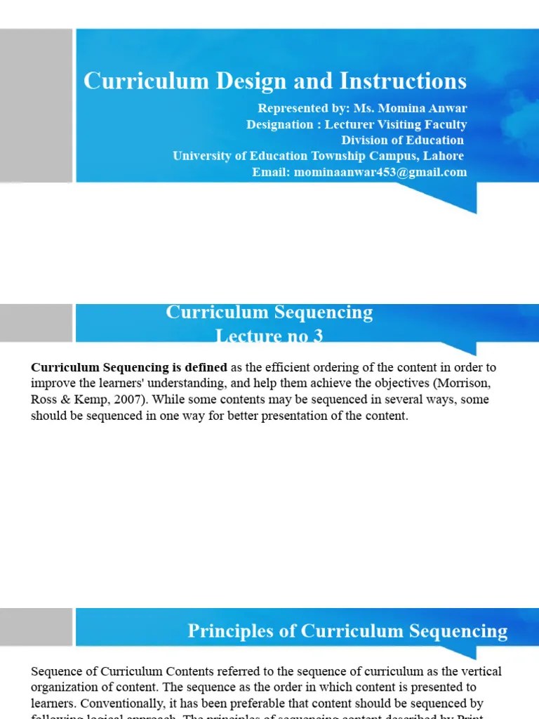 Curriculum Design And Instructions Lecture No 3 (2) | PDF | Curriculum ...