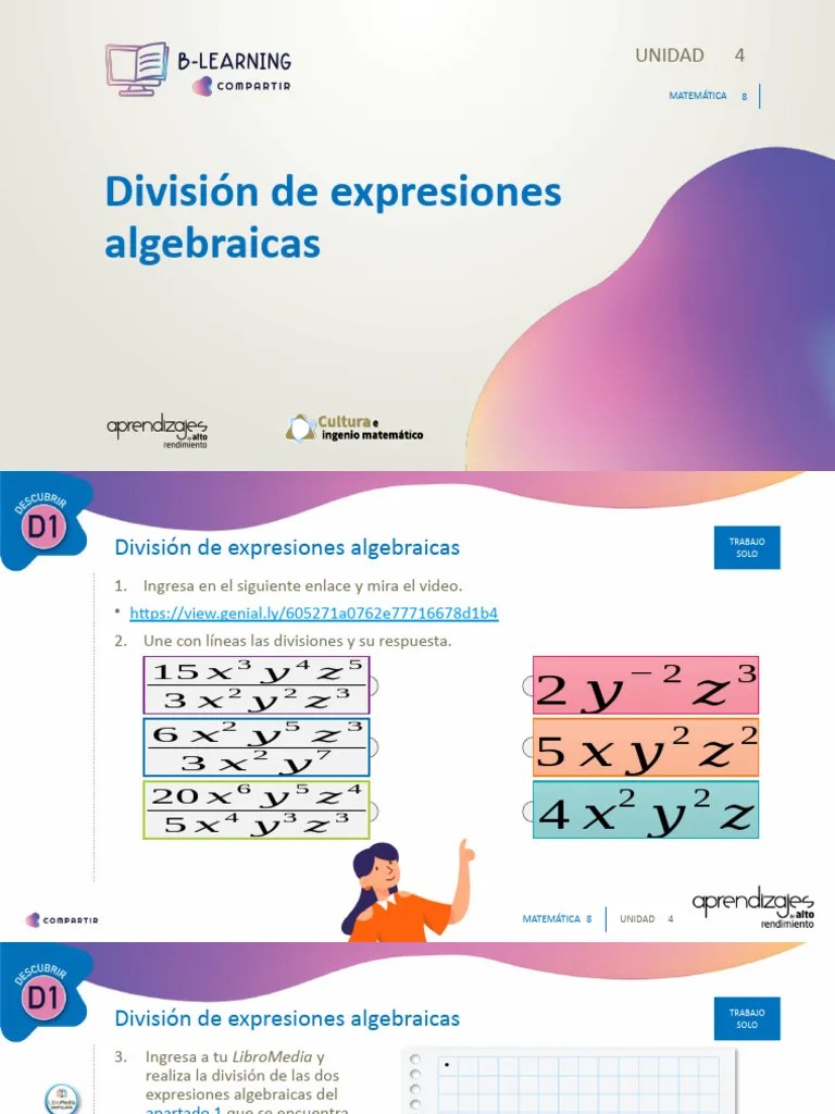 M8_U4_p130-132_Division_de_expresiones_algebraicas (1) | PDF | División (Matemáticas) | Matemáticas