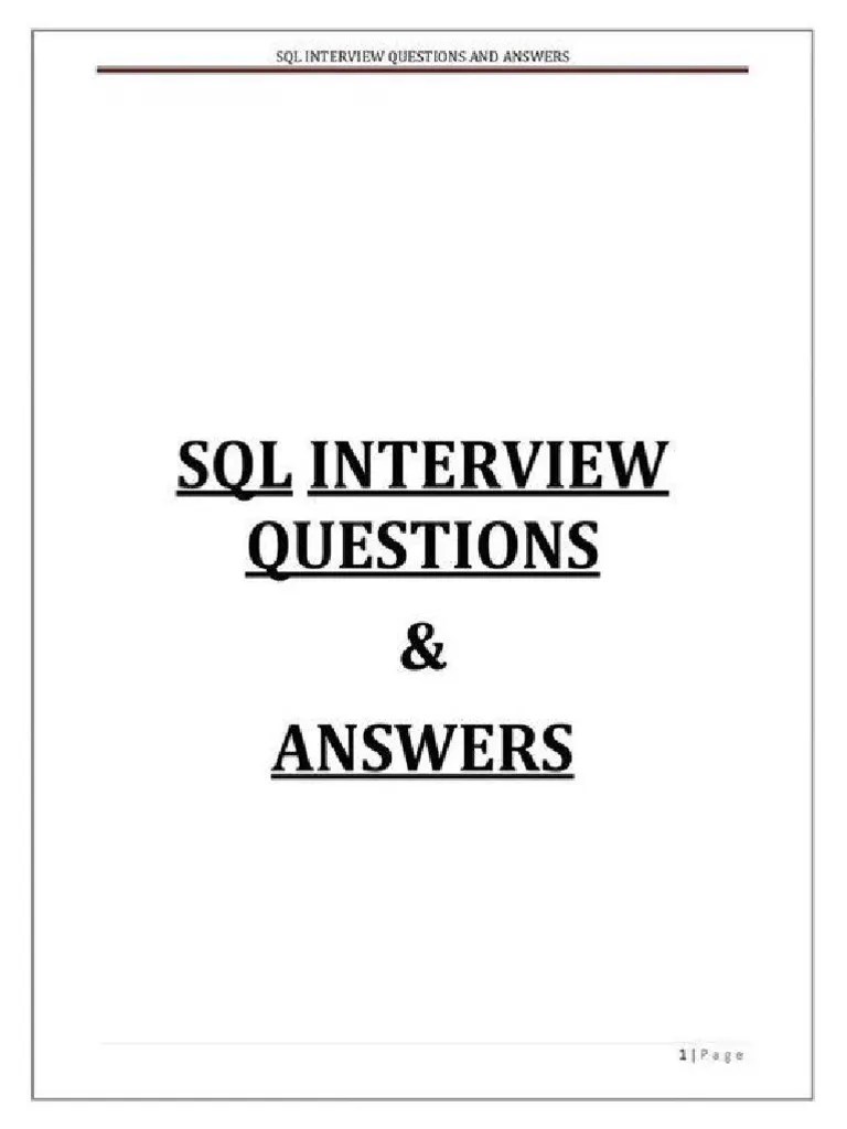 SQL Interview Questions & Answers | PDF