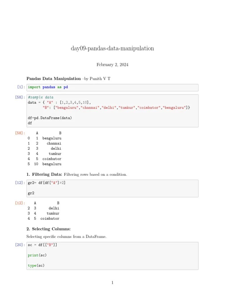 Pandas Data Manipulation | PDF | Data | Statistics