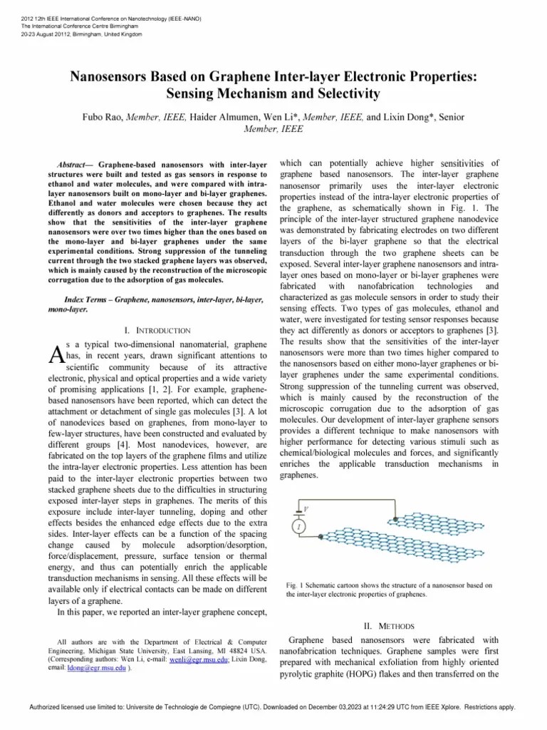 Nanosensors Based On Graphene Inter-Layer Electronic Properties Sensing Mechanism And ...