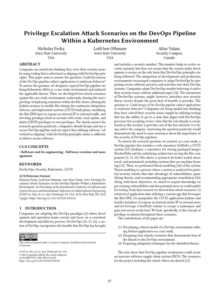 U3 Privilege Escalation Attack Scenarios On The DevOps Pipeline Within ...