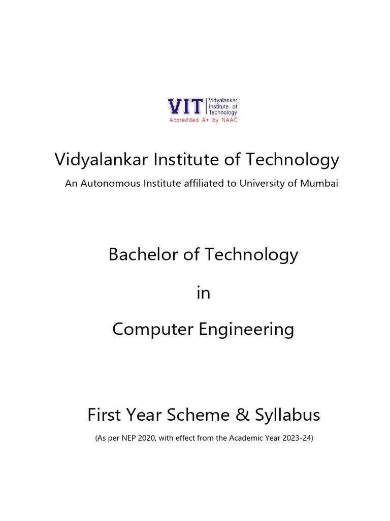 2023 - VIT - CMPN - Autonomy Scheme & Syllabus FY BTech | PDF ...