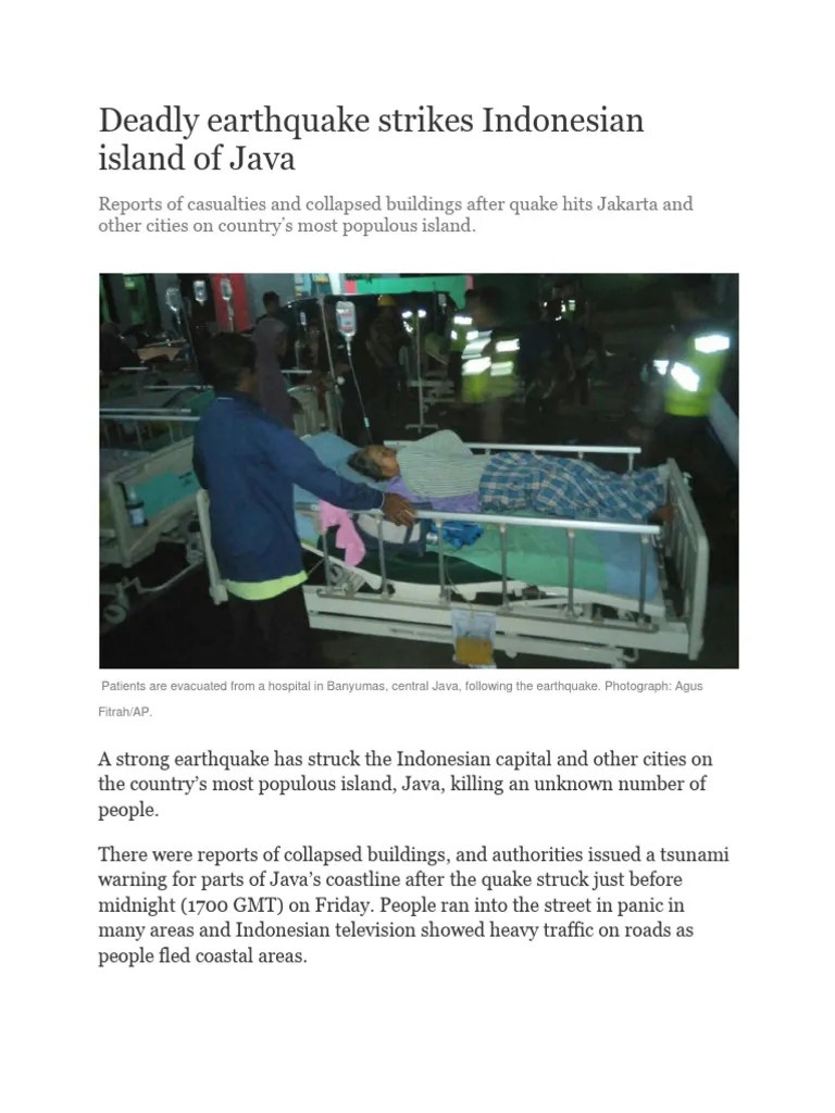 Deadly Earthquake Strikes Indonesian Island Of Java | PDF | Earthquakes | Tsunami
