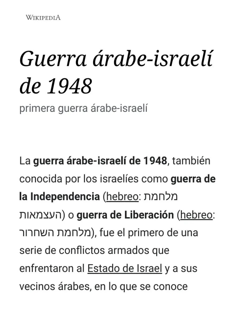 Guerra Árabe-Israelí De 1948 - Wikipedia, La Enciclopedia Libre | PDF | Palestina Obligatoria ...