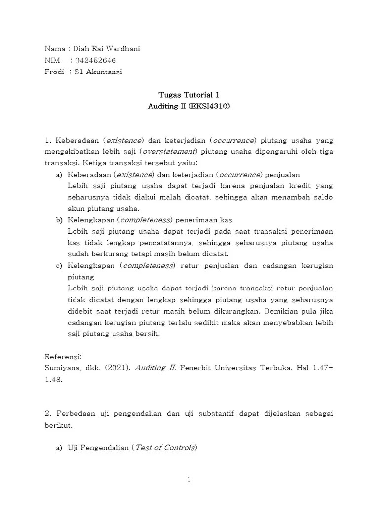 Tugas 1-Auditing II | PDF