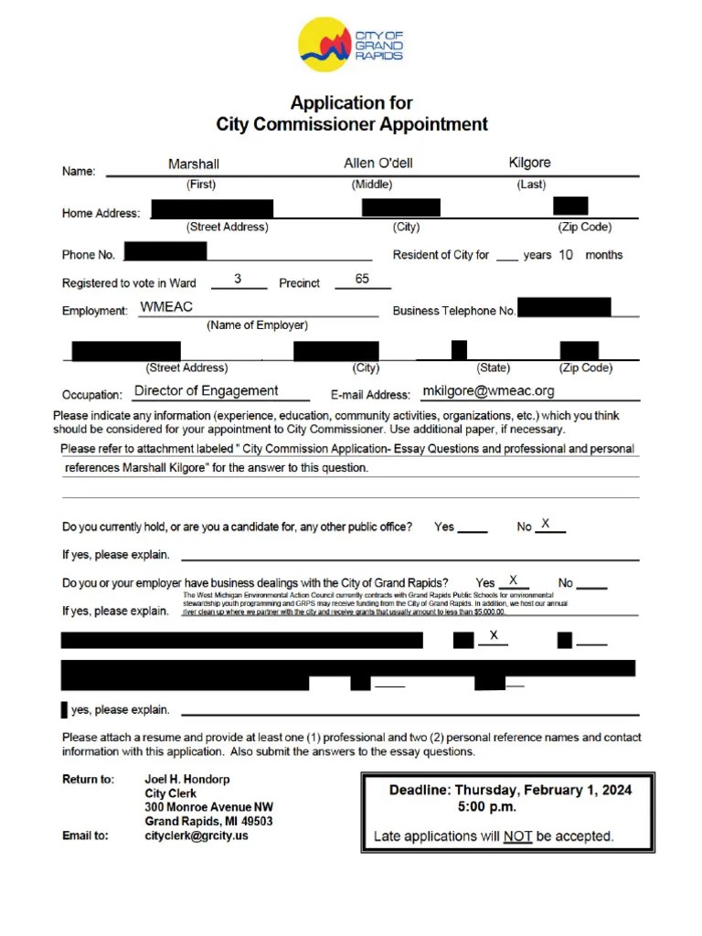 Marshall Kilgore Third Ward Commissioner Application | PDF | Homelessness | Community